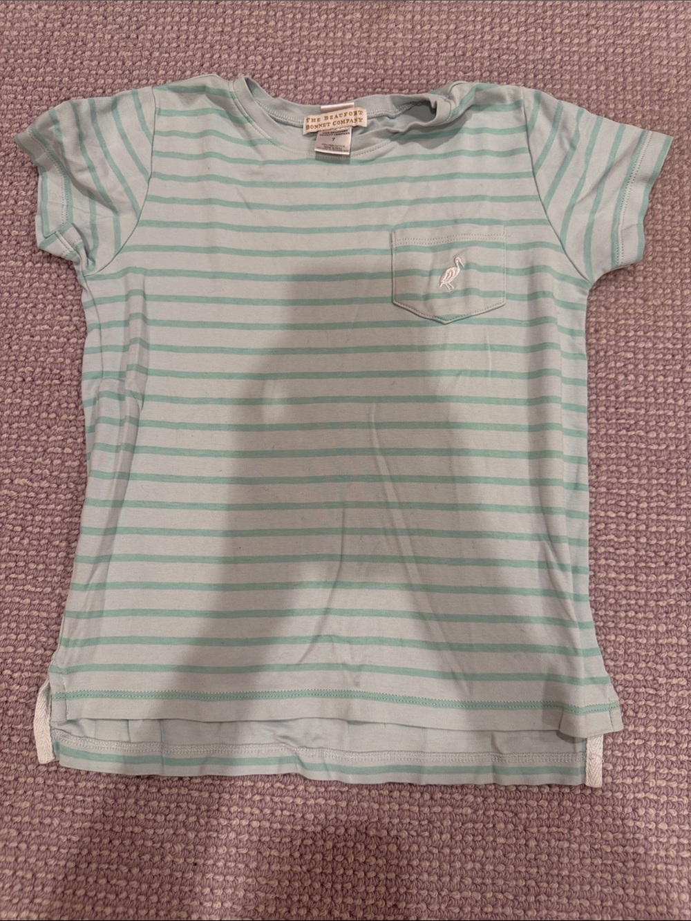 The Beaufort Bonnet Company Mint & White Striped Short Sleeve Tee with Pocket